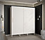 Monaco Contemporary 2 Sliding Door Wardrobe Gold Handles Marble Effect 9 Shelves 2 Rails White (H)2080mm (W)1800mm (D)620mm