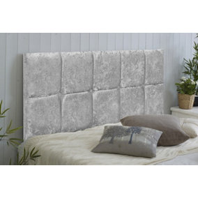 Monaco Crushed Velvet 2ft6 Small Single 20" Headboard -  Silver