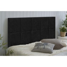 Monaco Crushed Velvet 4ft6 Double 20" Headboard -  Black