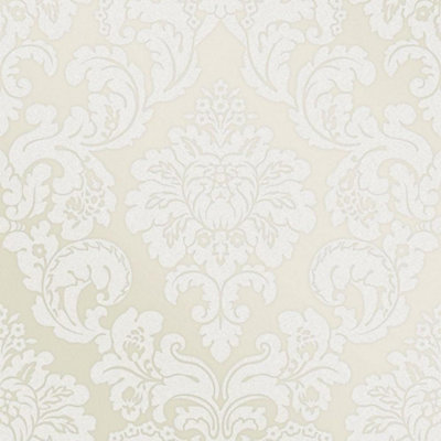 Monaco Damask Wallpaper Champagne White Paste The Wall Textured Vinyl Glitter