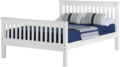 Monaco Double Bed High Foot End Bed Frame in White