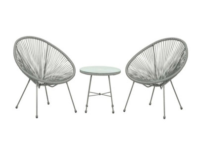 Monaco Grey 3pc Egg Chair Bistro Set