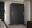 Monaco I Contemporary 2 Sliding Door Wardrobe Gold Handles Wooden Legs 5 Shelves 2 Rails Black (H)2080mm (W)1200mm (D)620mm