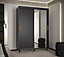 Monaco II Contemporary Mirrored 2 Sliding Door Wardrobe Gold Handles 5 Shelves 2 Rails Black (H)2080mm (W)1500mm (D)620mm