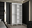 Monaco II Contemporary Mirrored 2 Sliding Door Wardrobe Gold Handles 5 Shelves 2 Rails White (H)2080mm (W)1000mm (D)620mm
