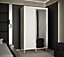 Monaco II Contemporary Mirrored 2 Sliding Door Wardrobe Gold Handles 5 Shelves 2 Rails White (H)2080mm (W)1200mm (D)620mm