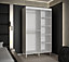 Monaco II Contemporary Mirrored 2 Sliding Door Wardrobe Gold Handles 5 Shelves 2 Rails White (H)2080mm (W)1200mm (D)620mm