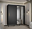 Monaco II Contemporary Mirrored 2 Sliding Door Wardrobe Gold Handles 9 Shelves 2 Rails Black (H)2080mm (W)1800mm (D)620mm