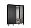 Monaco II Contemporary Mirrored 2 Sliding Door Wardrobe Gold Handles 9 Shelves 2 Rails Black (H)2080mm (W)1800mm (D)620mm