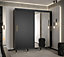 Monaco II Contemporary Mirrored 2 Sliding Door Wardrobe Gold Handles 9 Shelves 2 Rails Black (H)2080mm (W)2000mm (D)620mm