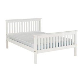 Monaco King Size Bed Low Foot End Bed Frame in White