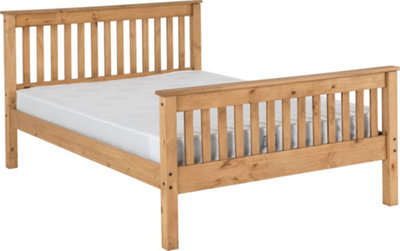 Monaco King Size Solid Distressed Waxed Pine High Foot End Bed Frame