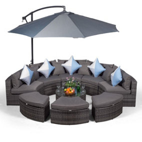 Monaco Luxury Large Rattan Garden Sofa Set - Grey