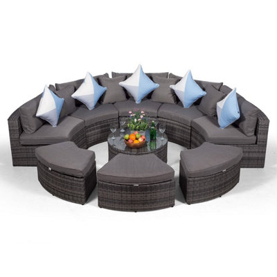 Monaco Luxury Large Rattan Garden Sofa Set - Grey