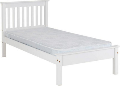 Monaco Single Solid Pine Low Foot End Bed Frame in White