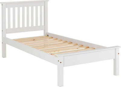 Monaco Single Solid Pine Low Foot End Bed Frame in White