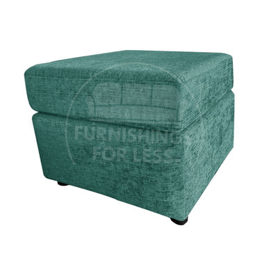 Monaco Soft Chenille Fabric Teal Footstool Sofa Accessory