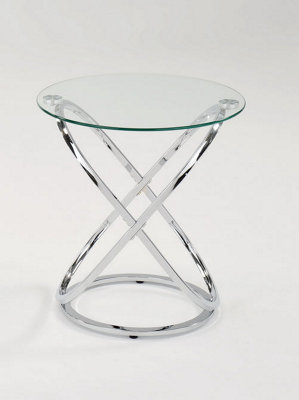 Monarch Clear Glass Round Coffee/Side End Table With Chrome Base