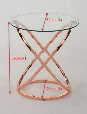 Monarch Clear Glass Round Coffee/Side End Table With Copper Base