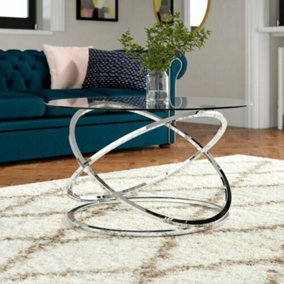 Monarch Clear Glass Round Coffee Table Chrome Base