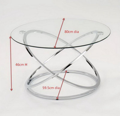 Monarch Clear Glass Round Coffee Table Chrome Base