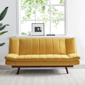 Mondaine Click Clack Double Velvet Sofa Bed - Yellow