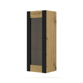 Mondi A Wall Hung Display Cabinet in Oak Artisan W480mm x H1250mm x D400mm