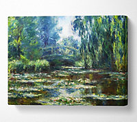 Monet Water Lillies In Monets Garden Canvas Print Wall Art - Medium 20 x 32 Inches