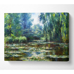 Monet Water Lillies In Monets Garden Canvas Print Wall Art - Medium 20 x 32 Inches