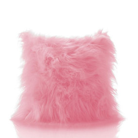Monglian Mohair 18" cushion. Long fur Colour Hot Pink