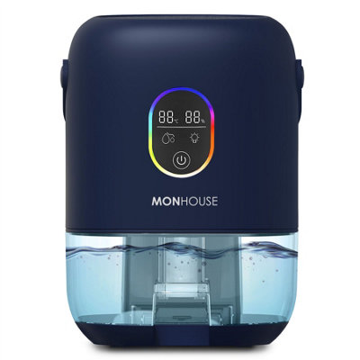 MONHOUSE Premium Dehumidifer - 1000Ml Electric Moisture Absorber - 7 Color Nightlight Touch Screen Humidity Indicator - Navy Price Comparisons | Compare The Build