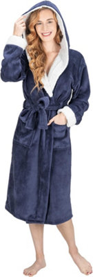 Monhouse Womens Dressing Gown - Cosy Long Bathrobe - Ladies Flannel Luxury Housecoat - Fluffy Spa Robe - Purple Sherpa - UK 12-14