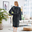 Monhouse Womens Dressing Gown - Soft & Cosy Long Bathrobe - Ladies Flannel Luxury Housecoat - Fluffy Spa Robe - Black - UK 16-18