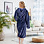 Monhouse Womens Dressing Gown - Soft & Cosy Long Bathrobe - Ladies Flannel Luxury Housecoat - Fluffy Spa Robe - Purple - UK 20-22
