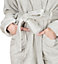 Monhouse Womens Dressing Gown - Soft & Cosy Long Bathrobe - Ladies Flannel Luxury Housecoat - Fluffy Spa Robe - Silver - UK 20-22