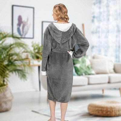 knee length dresses for ladies Hygge Hooded Plush Sherpa Robe