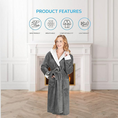chinese dress ladies Dusty Pink Womens Long Lux Sherpa Fleece Dressing Gown main image 0