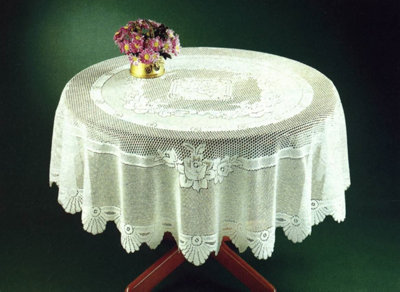 Monica Lace Tablecloth Traditional Rose Pattern Table Linen 36" Round Cream