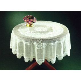 Monica Lace Tablecloth Traditional Rose Pattern Table Linen 36" Round Cream