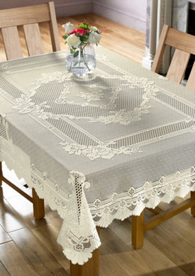 Monica Lace Tablecloth Traditional Rose Pattern Table Linen 36