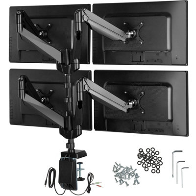 Monitor Arm - for 4 screens, swivel arms can be tilted, rotated, and are height-adjustable - black