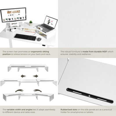 Monitor Stand - 3-piece, adjustable, smartphone holders, incl. storage ...