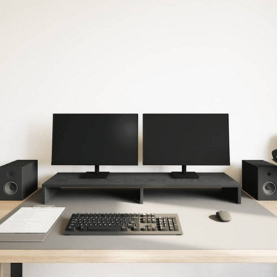 Monitor Stand Black Oak 100x27x10 cm Engineered Wood