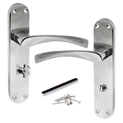 Monja Astrid Door Handles Arched Lever Polished Chrome Bathroom Lock