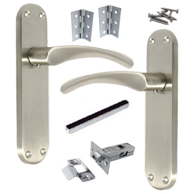 Monja Astrid Door Handles Arched Lever Satin Latch Hinges Pack Price Comparisons | Compare The Build
