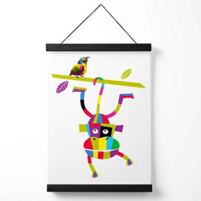 Monkey Bright Geometric Animal Medium Poster with Black Hanger