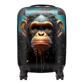 Monkey Face Splashart Blue Suitcase - Small