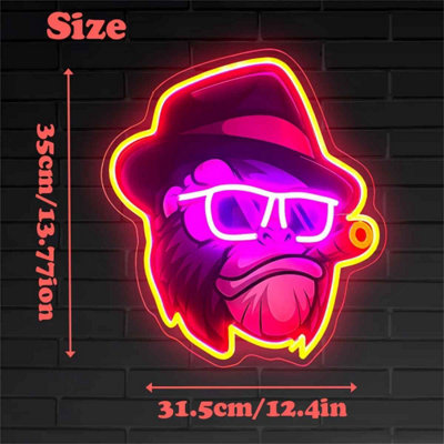Monkey Shaped LED Neon Sign , USB Powered Wall Light Rooms, Bars and ...