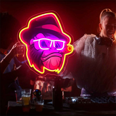 Monkey Shaped LED Neon Sign , USB Powered Wall Light Rooms, Bars and ...