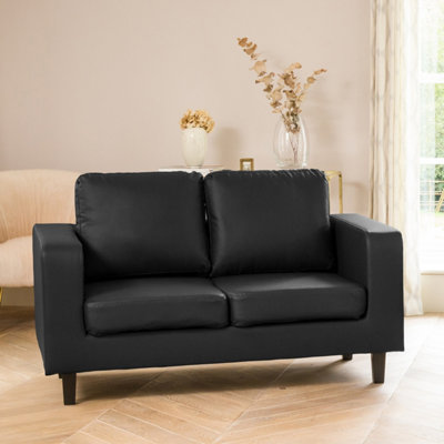 Monmouth Faux Leather 2 Seat Sofa - Black